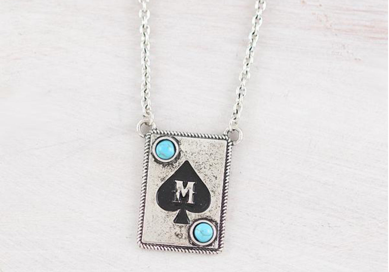 Ace Card Initial Necklace
