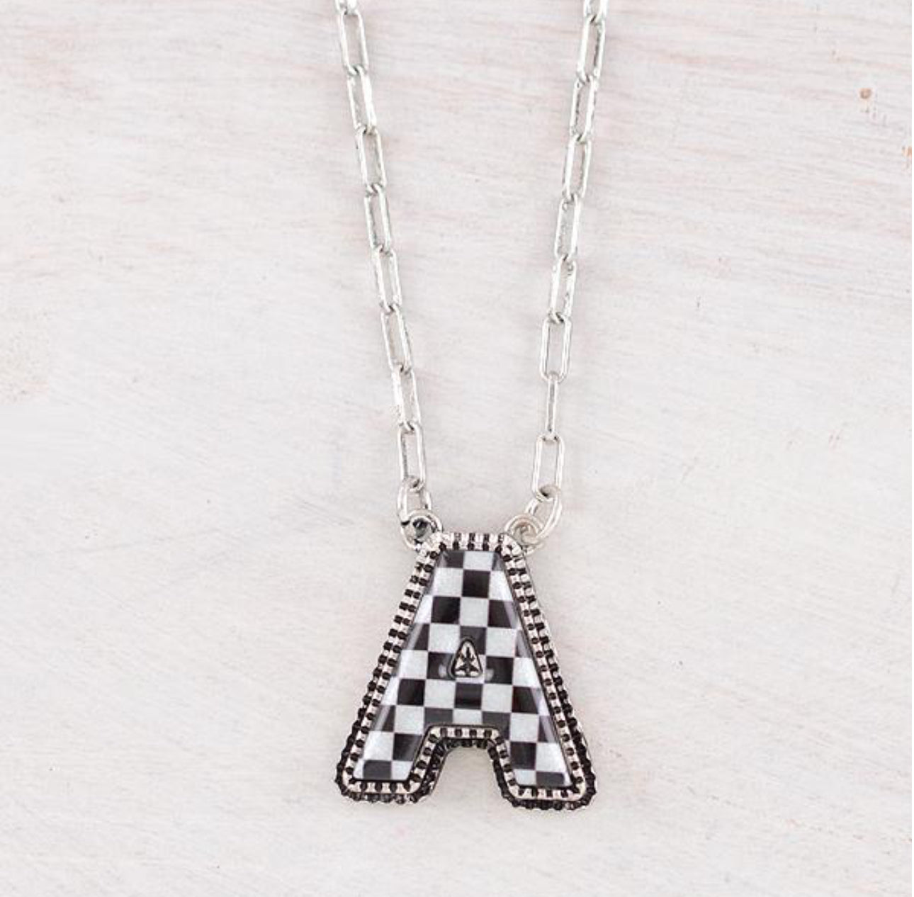 Checkered Initial Necklace