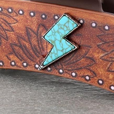 Sunflower Leather Lightening Bolt Hair Clip