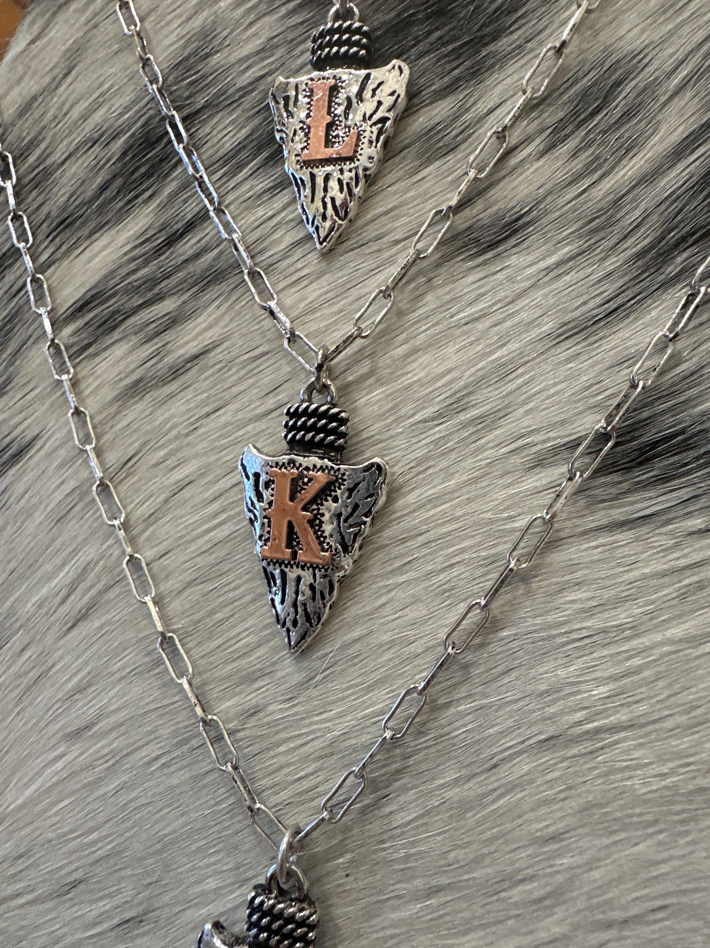 Western Arrowhead Style Initial Necklace.