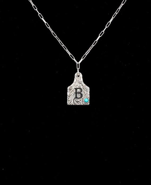 Initial Cow Tag Necklace