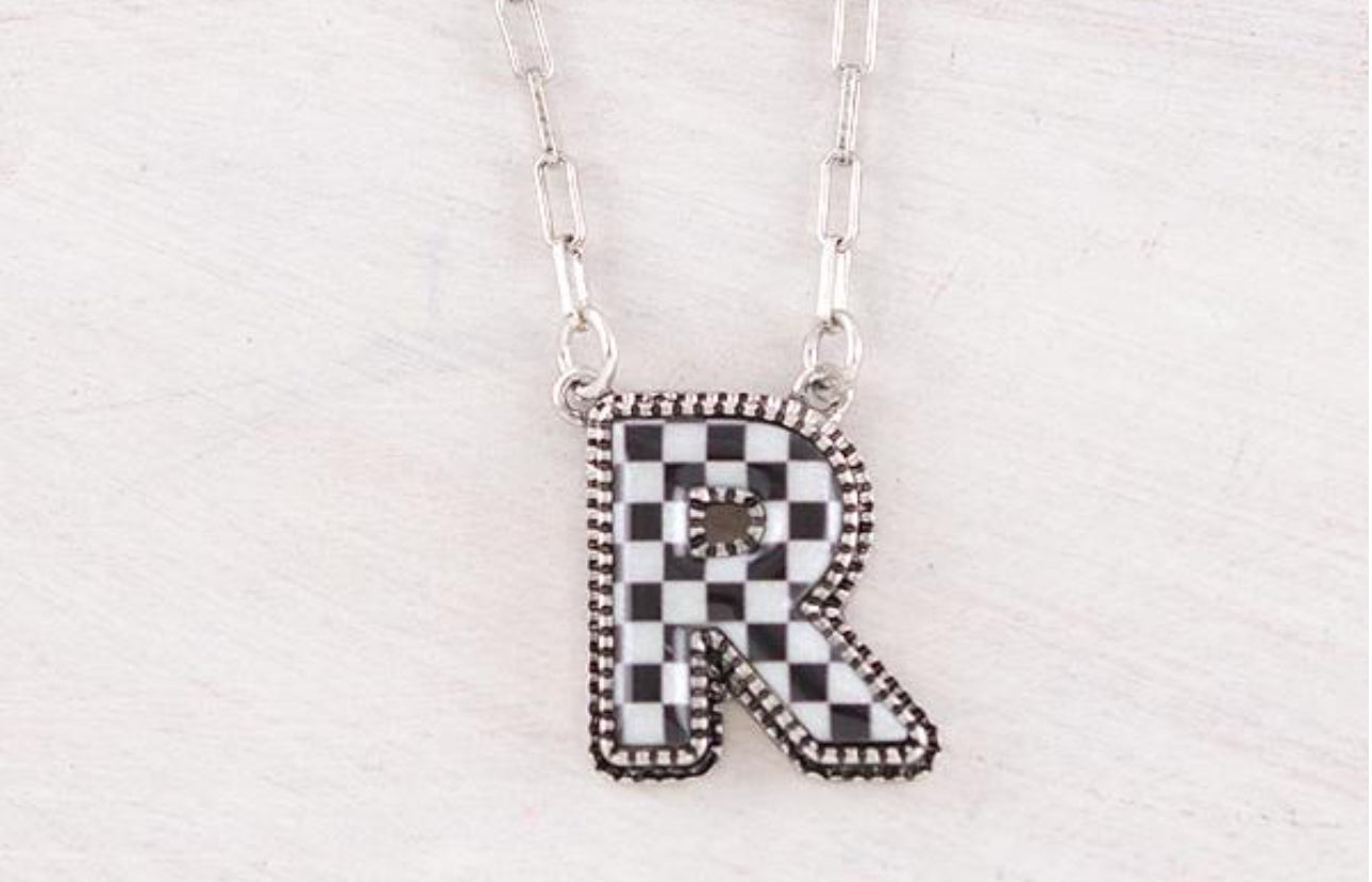 Checkered Initial Necklace