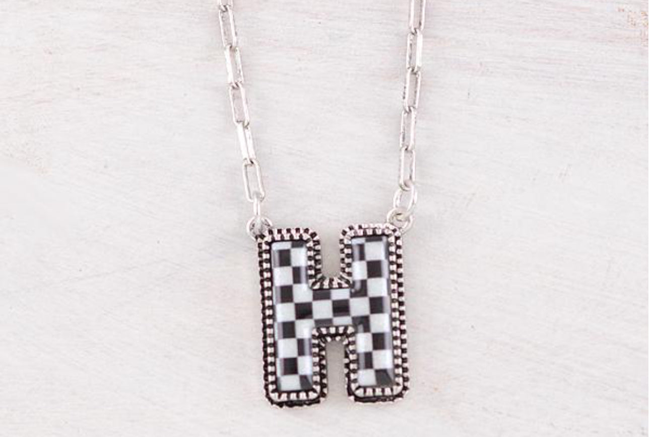 Checkered Initial Necklace