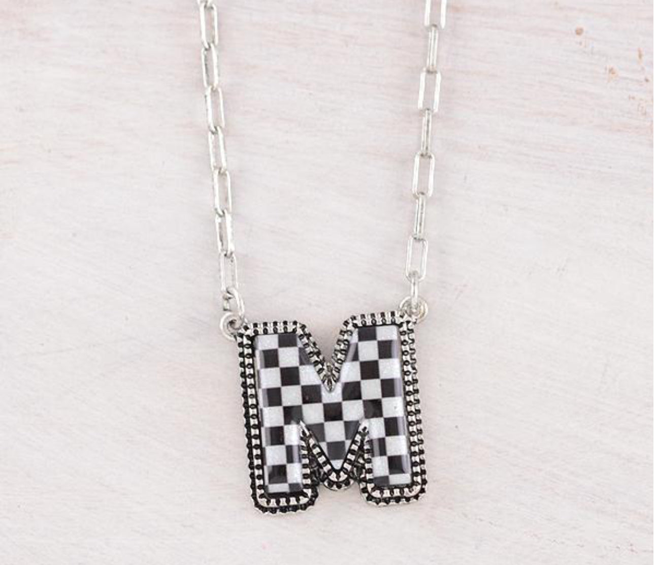 Checkered Initial Necklace