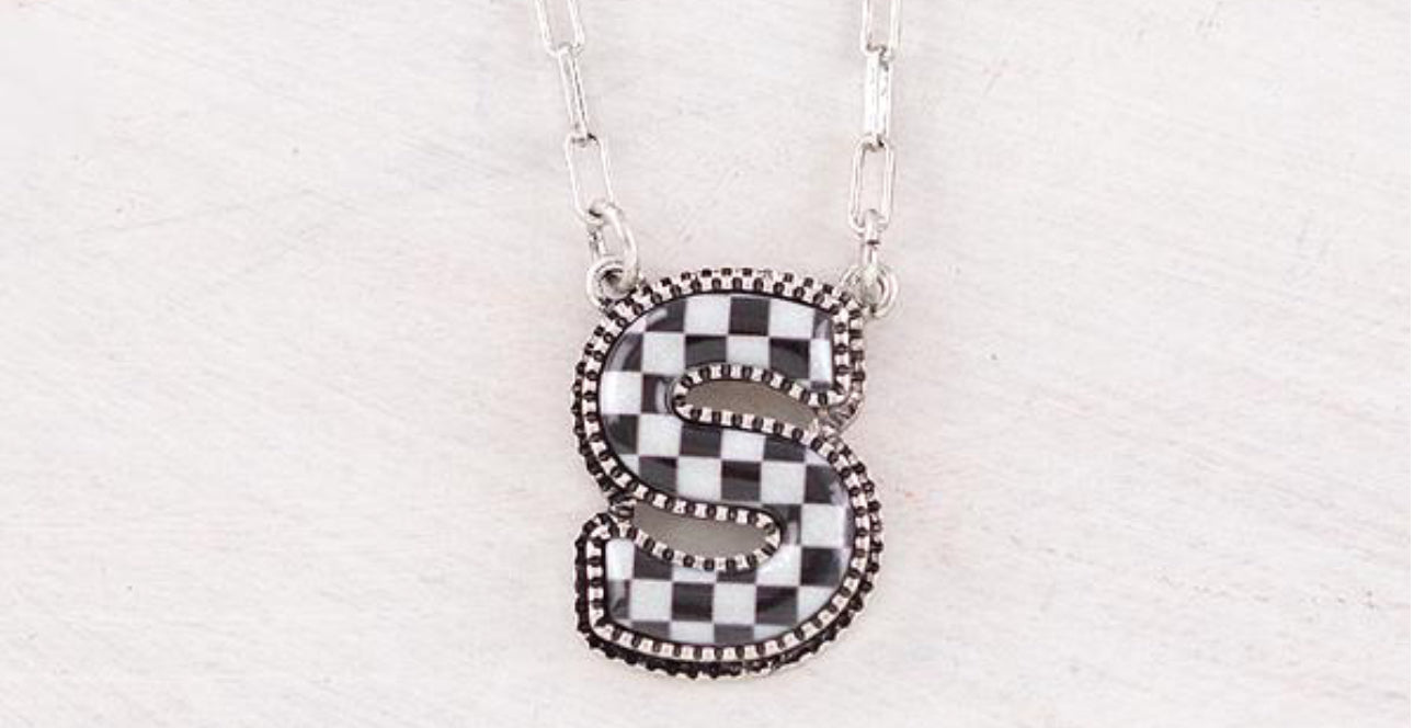 Checkered Initial Necklace
