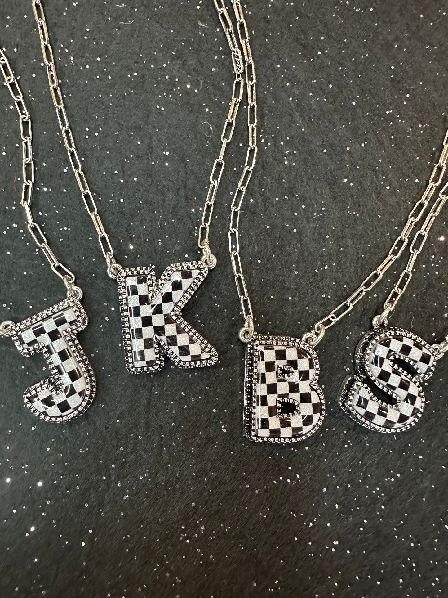 Checkered Initial Necklace