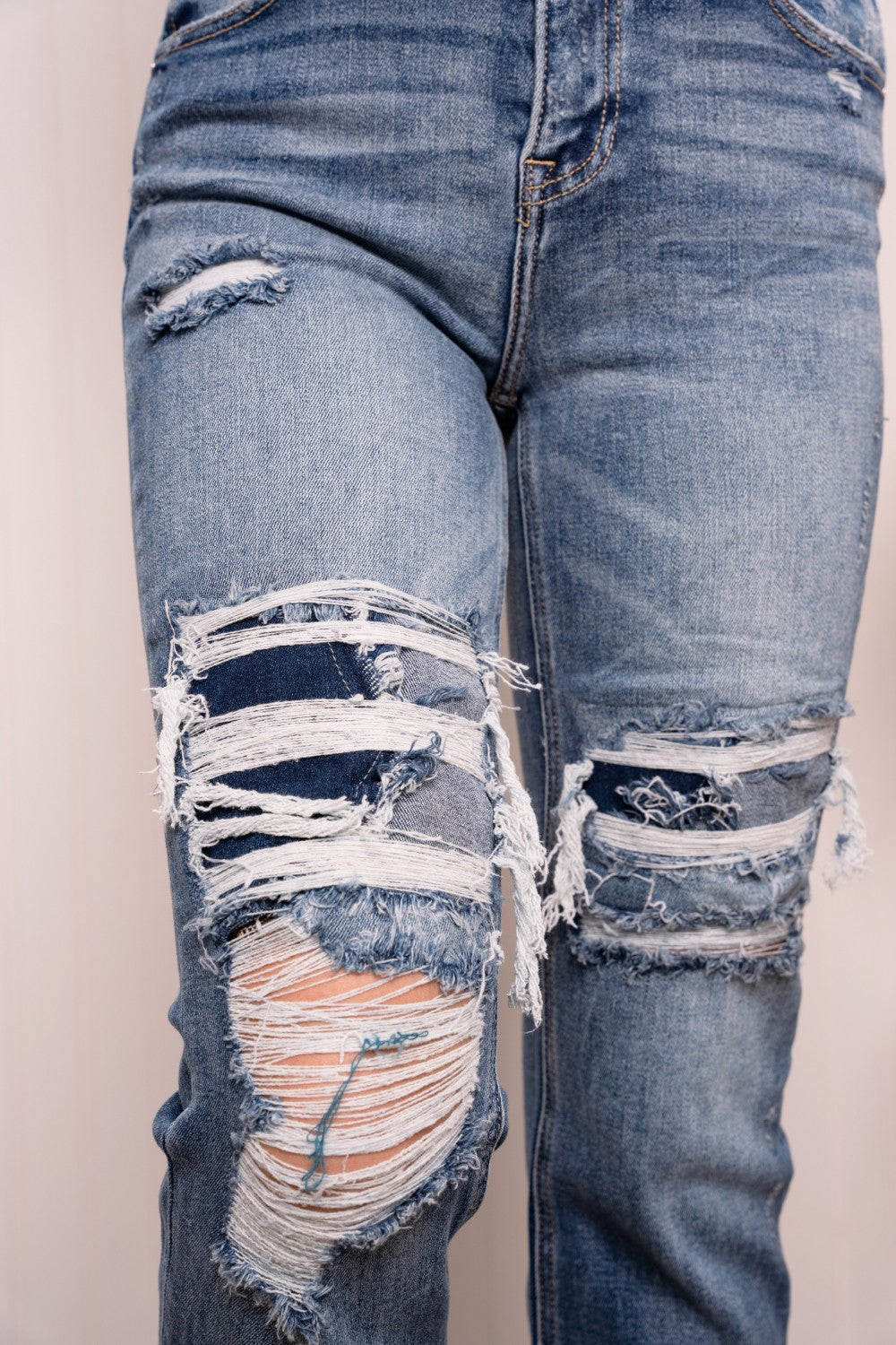 RISEN Full Size Distressed Jeans with Pockets