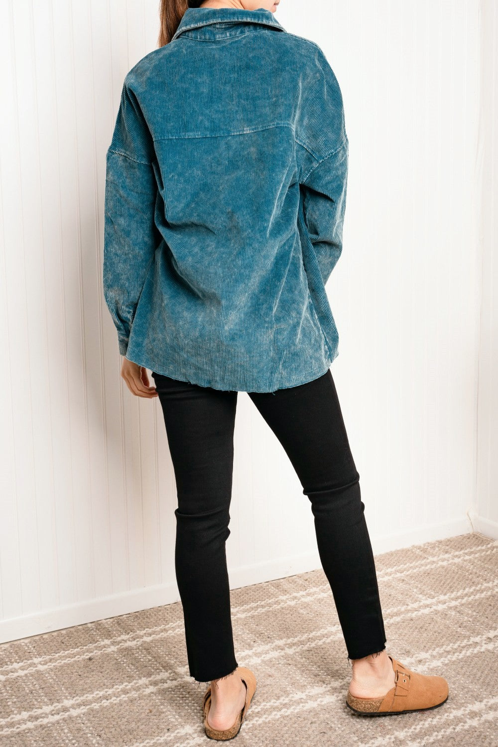 Zenana Full Size Corduroy Button-Up Shacket