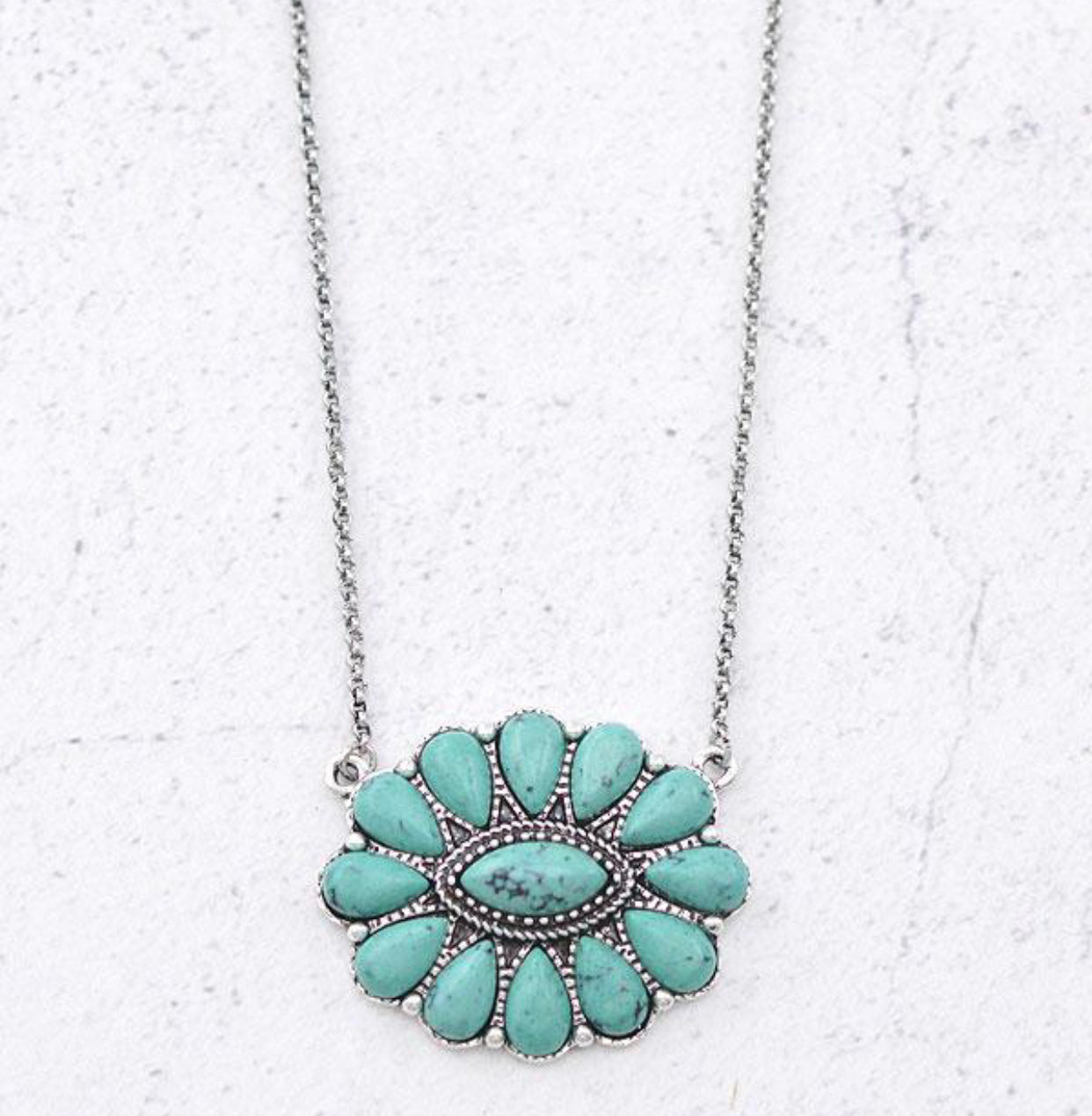 Stone Concho Pendant Necklace