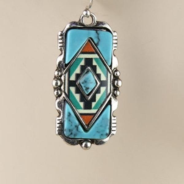 Western Aztec Print Bar Dangle Earrings