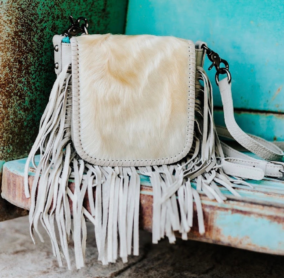 Cowhide Fringe Crossbody Bag
