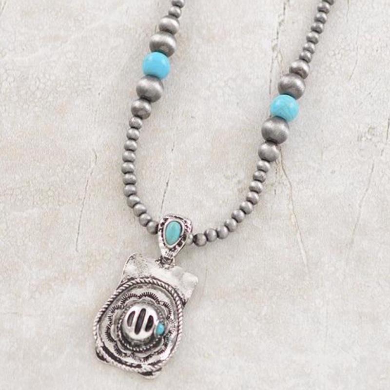Cowboy Hat Navajo Style Bead Necklace