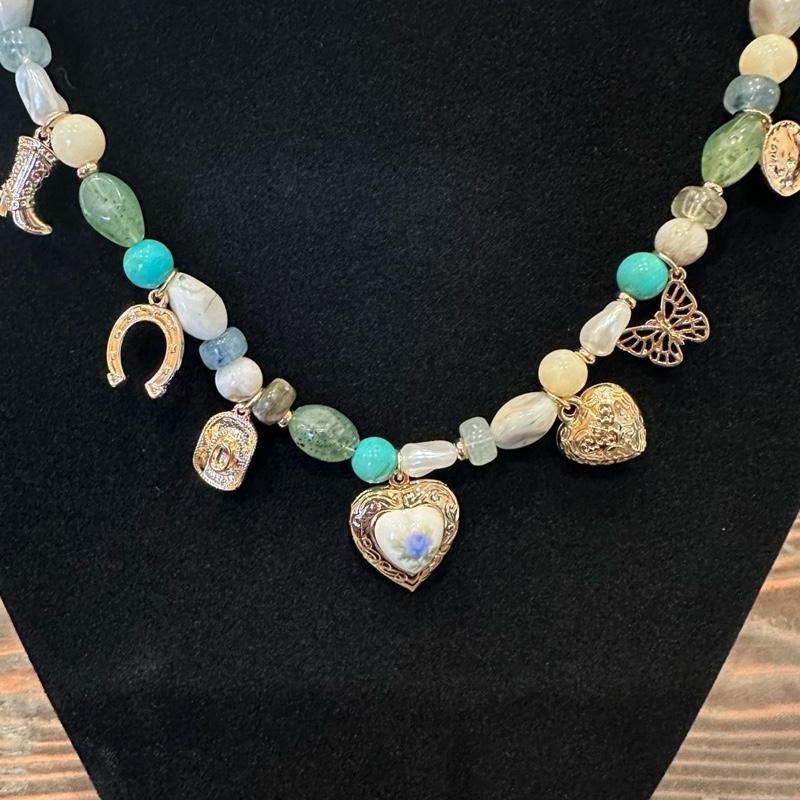 Western Charm Necklace with Heart Shaped Locket