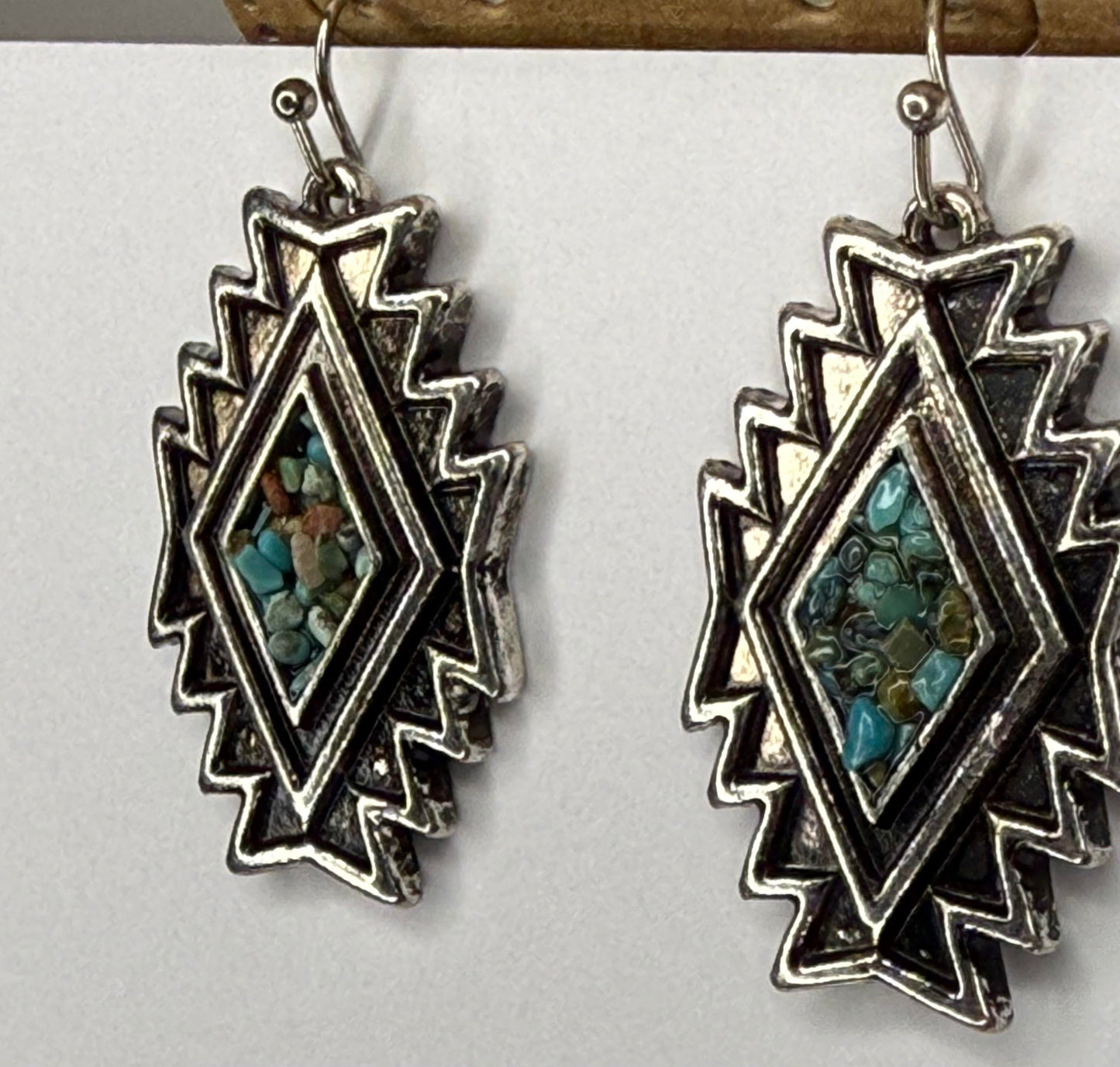 Western Aztec Chip Stone Dangle Earrings
