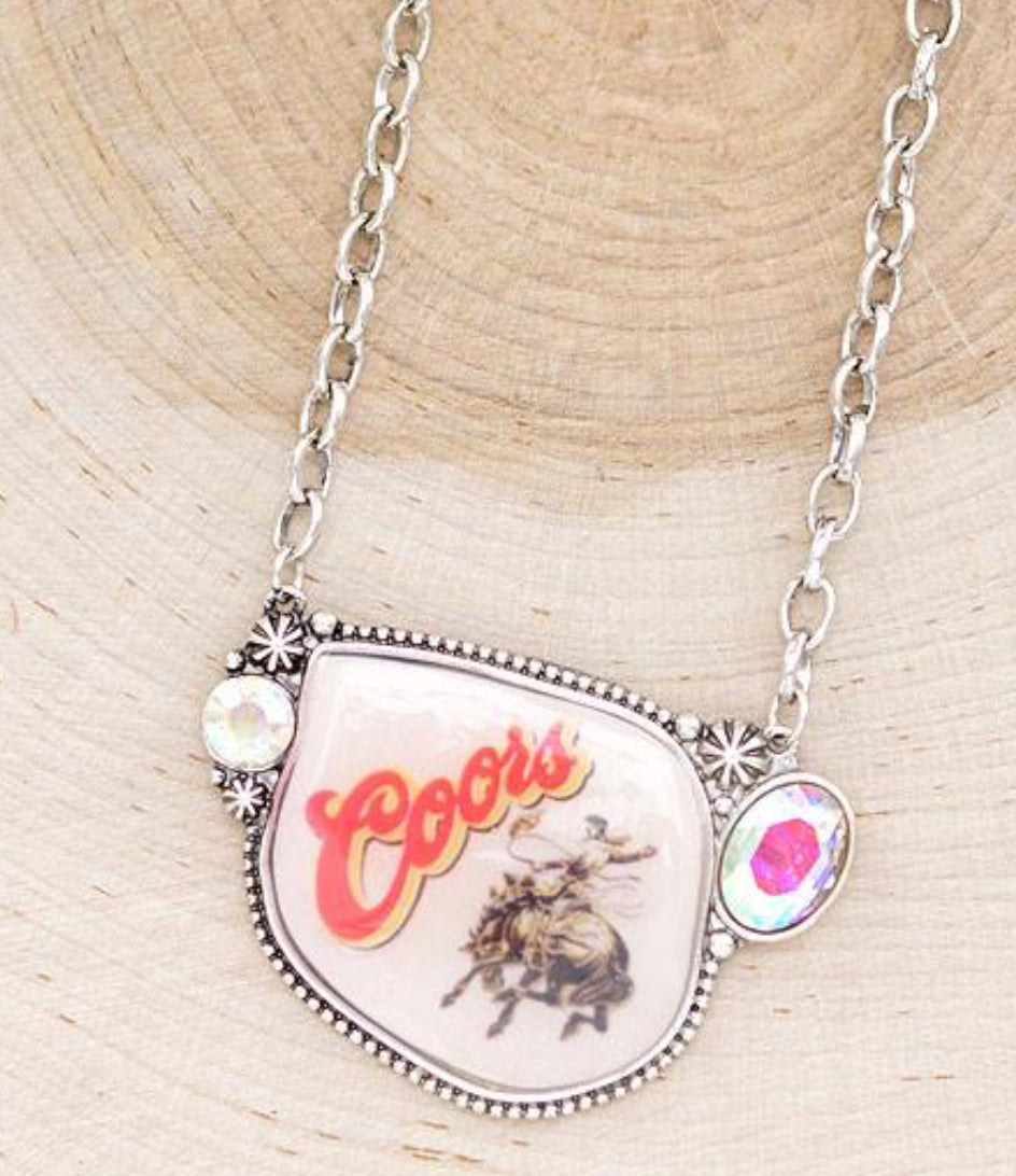 Western Cowboy Beer Semi Stone Necklace