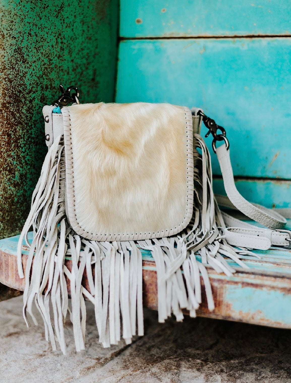 Cowhide Fringe Crossbody Bag