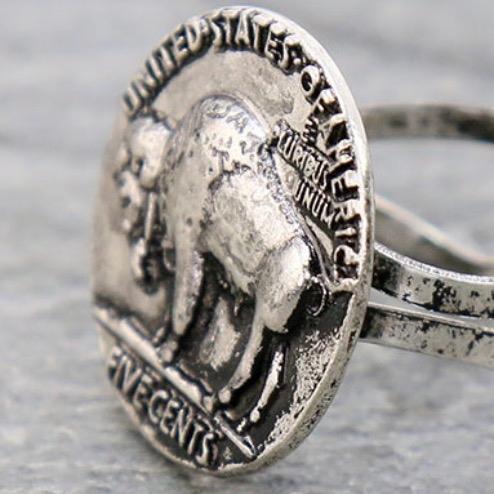 Western Buffalo Coin Cuff Ring