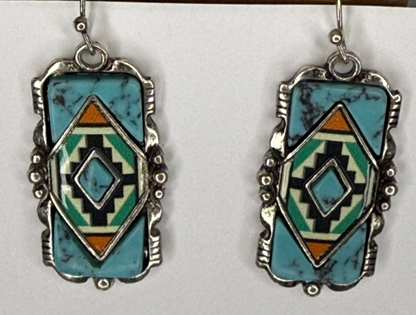 Western Aztec Print Bar Dangle Earrings