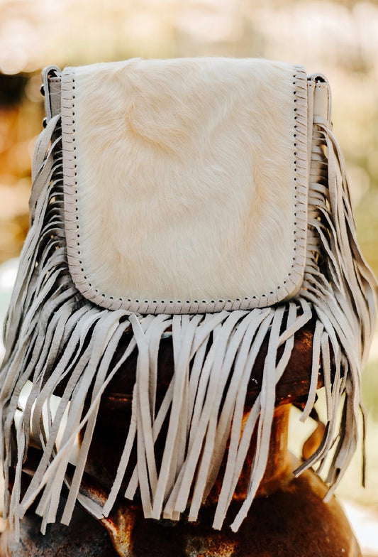 Cowhide Fringe Crossbody Bag