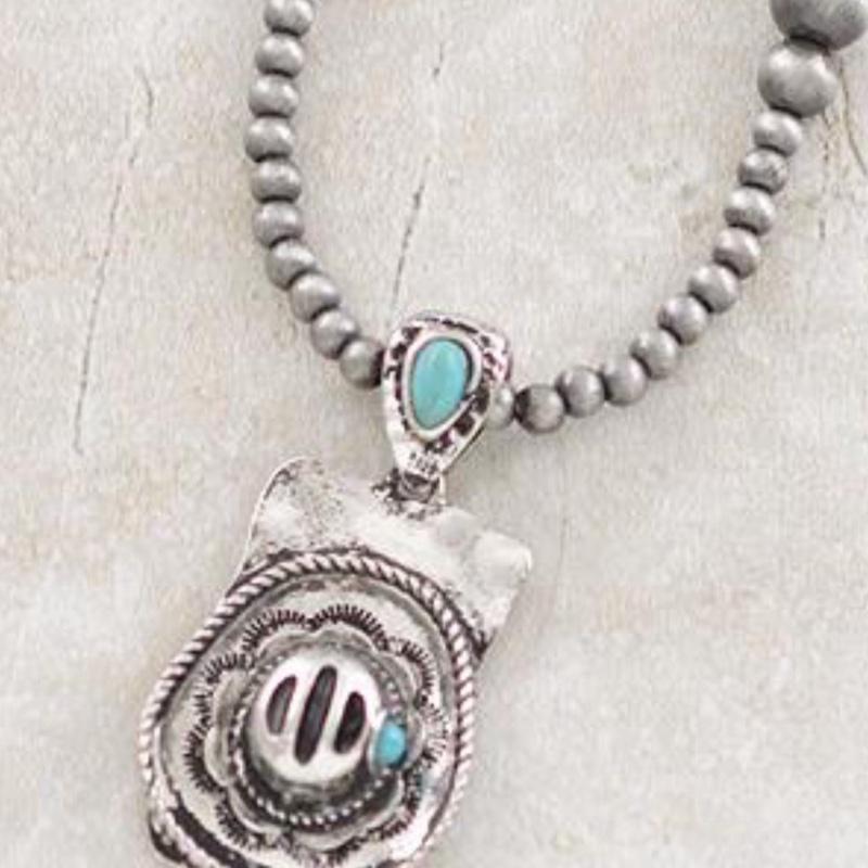 Cowboy Hat Navajo Style Bead Necklace