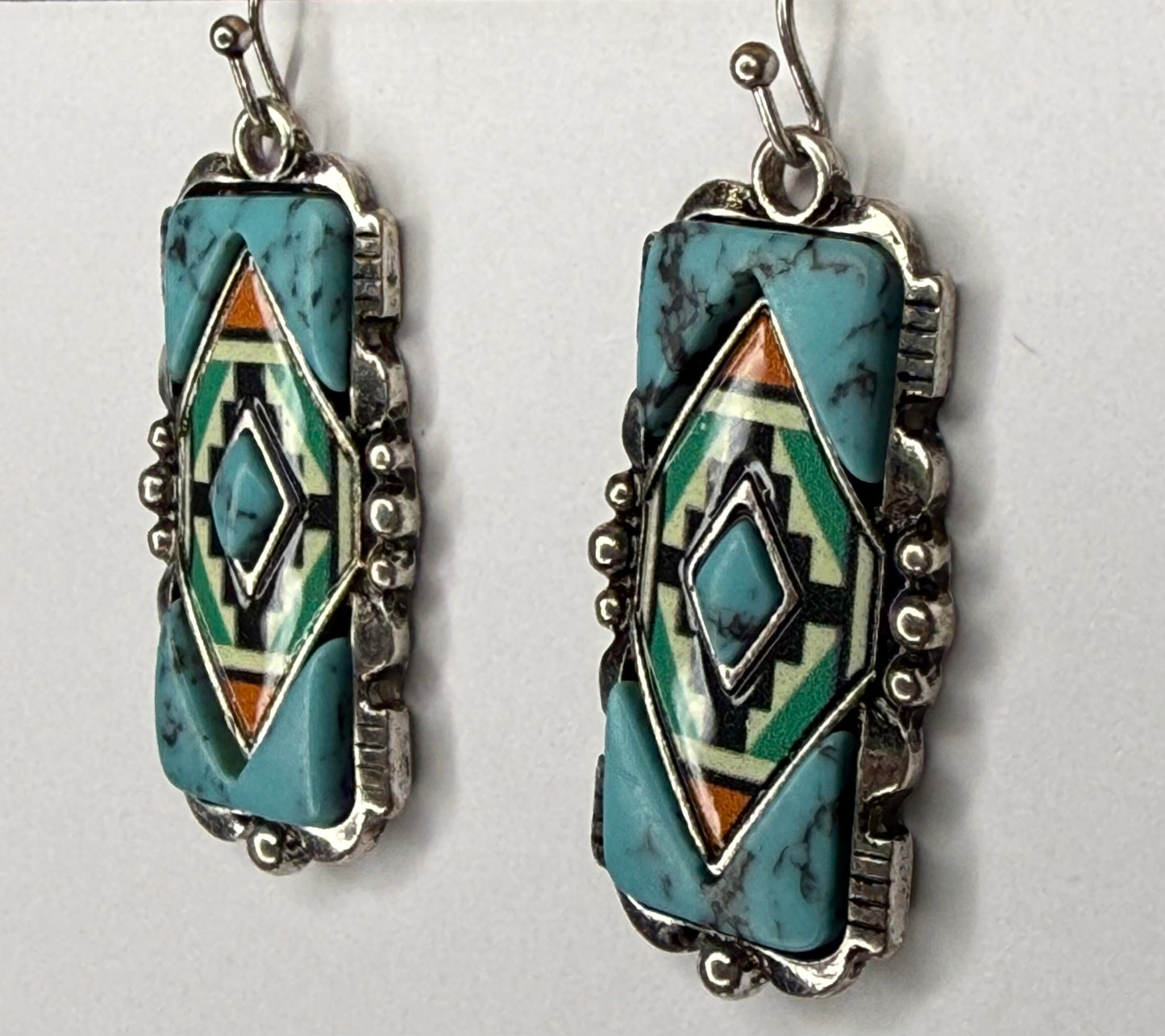 Western Aztec Print Bar Dangle Earrings