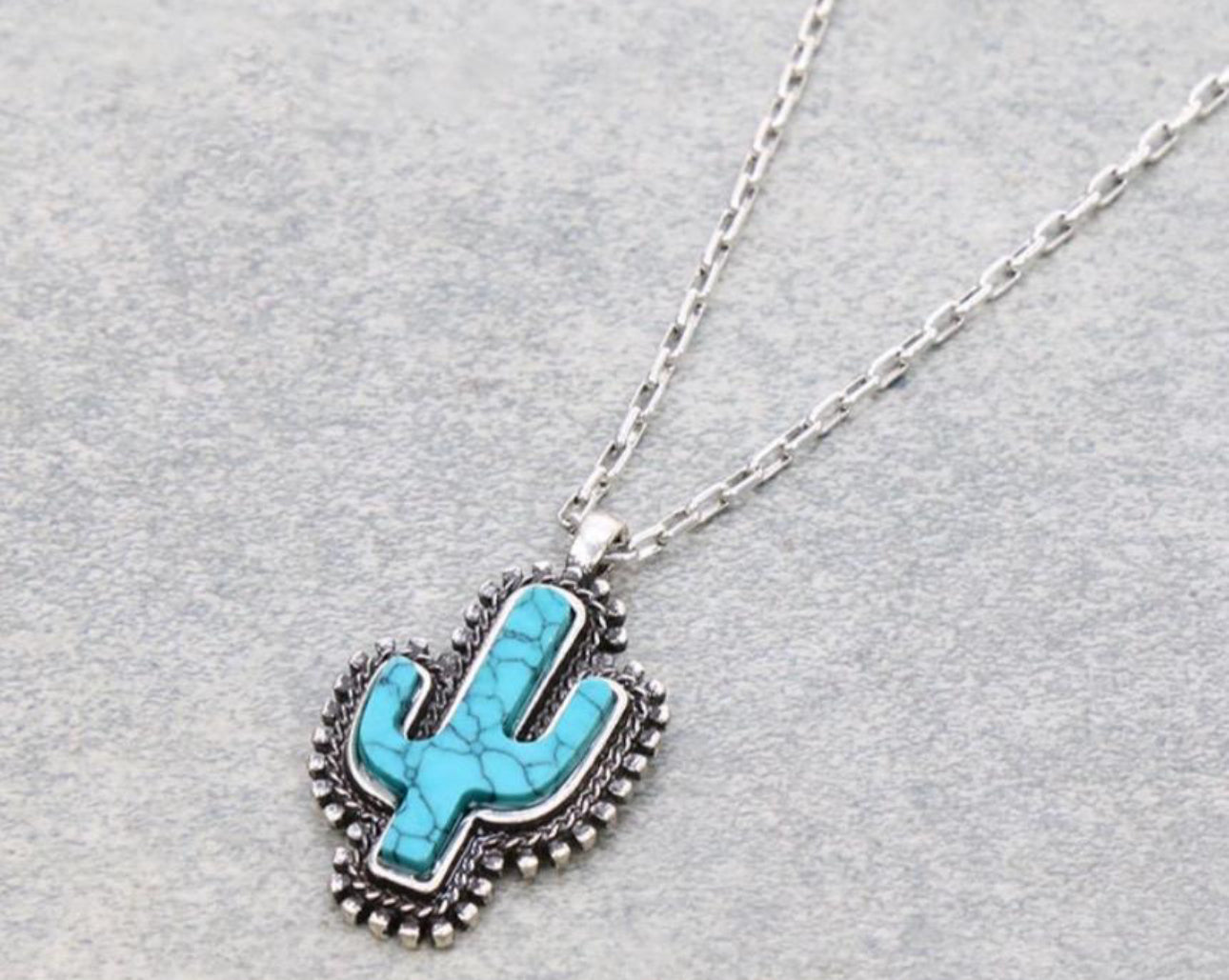 Western Turquoise Cactus Necklace