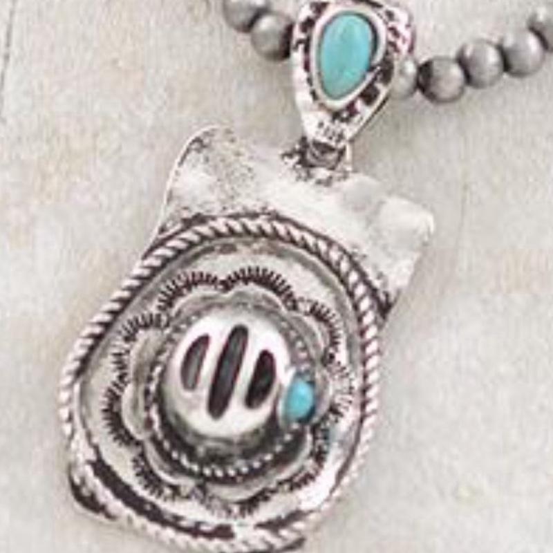 Cowboy Hat Navajo Style Bead Necklace
