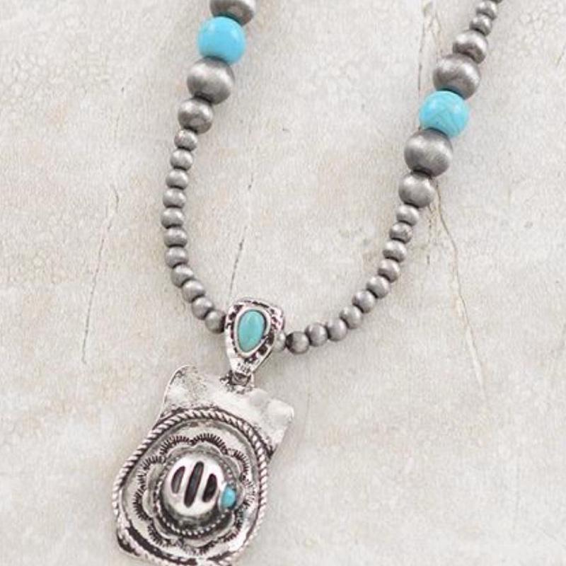 Cowboy Hat Navajo Style Bead Necklace