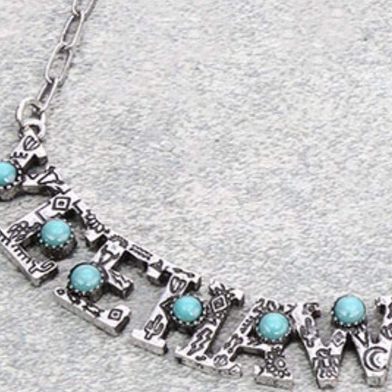 Western "YEEHAW" Pendant Necklace and Earring Set