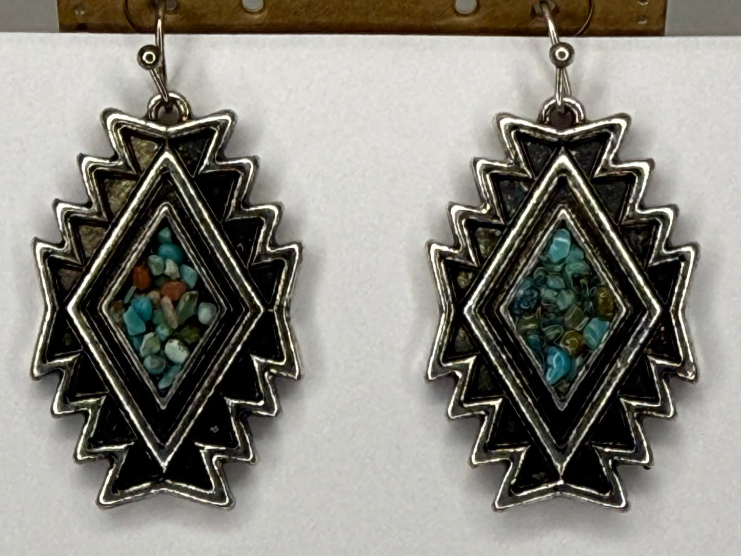 Western Aztec Chip Stone Dangle Earrings