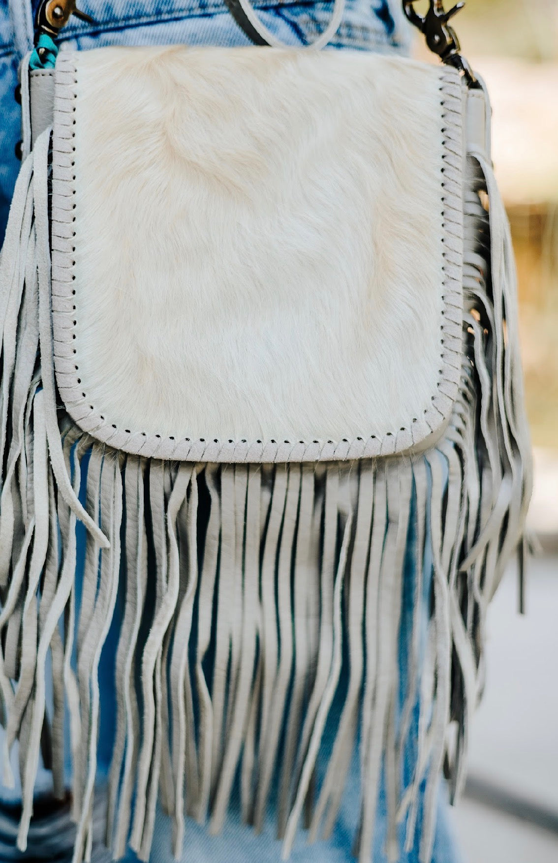 Cowhide Fringe Crossbody Bag