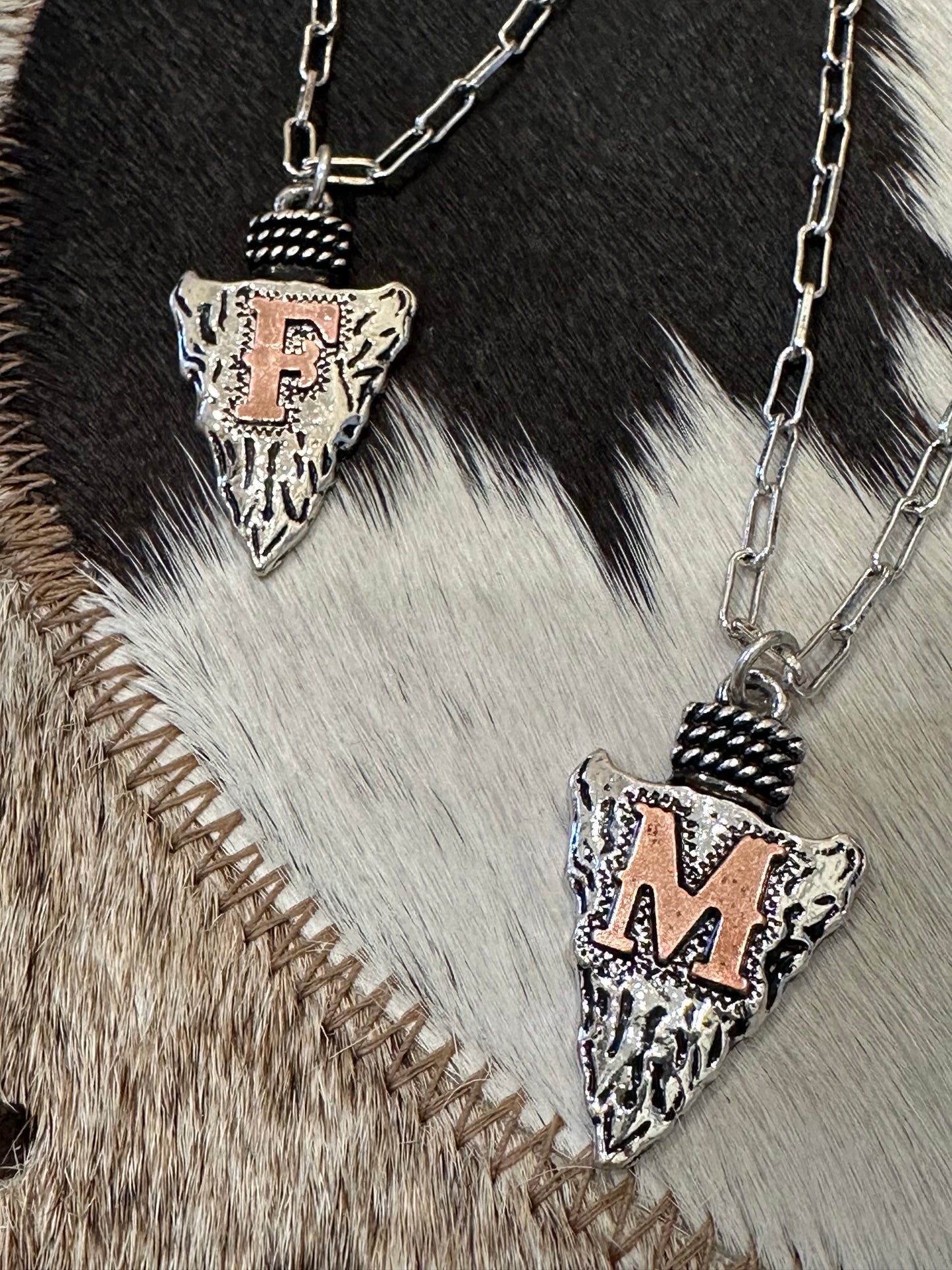 Western Arrowhead Style Initial Necklace.