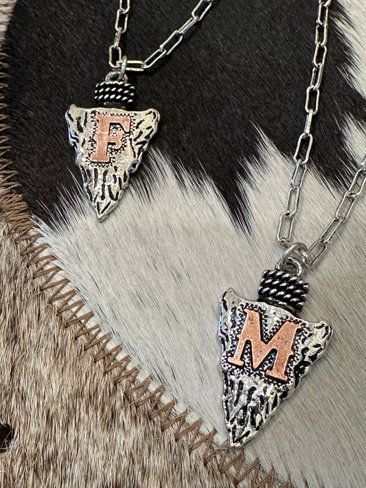 Western Arrowhead Style Initial Necklace.