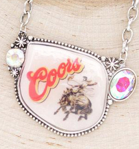 Western Cowboy Beer Semi Stone Necklace