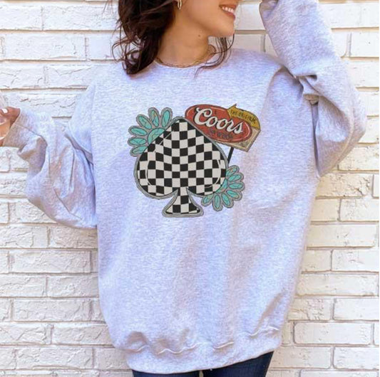 Checkered Ace Graphic Sweatshirt