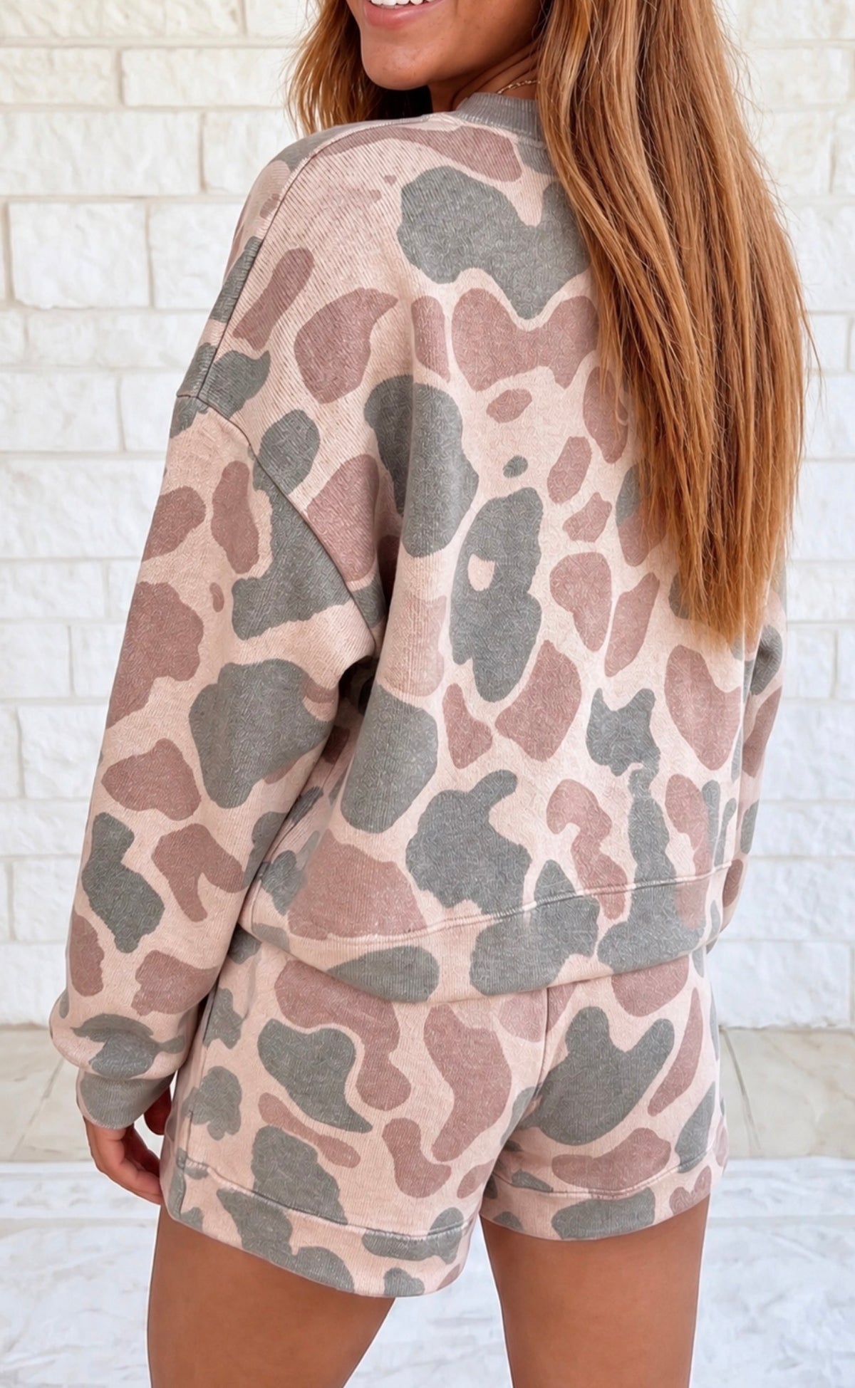 Camo Howdy Sweatshirt, and Shorts Two Piece Set