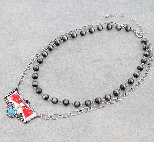 Western Steer Layered Necklace