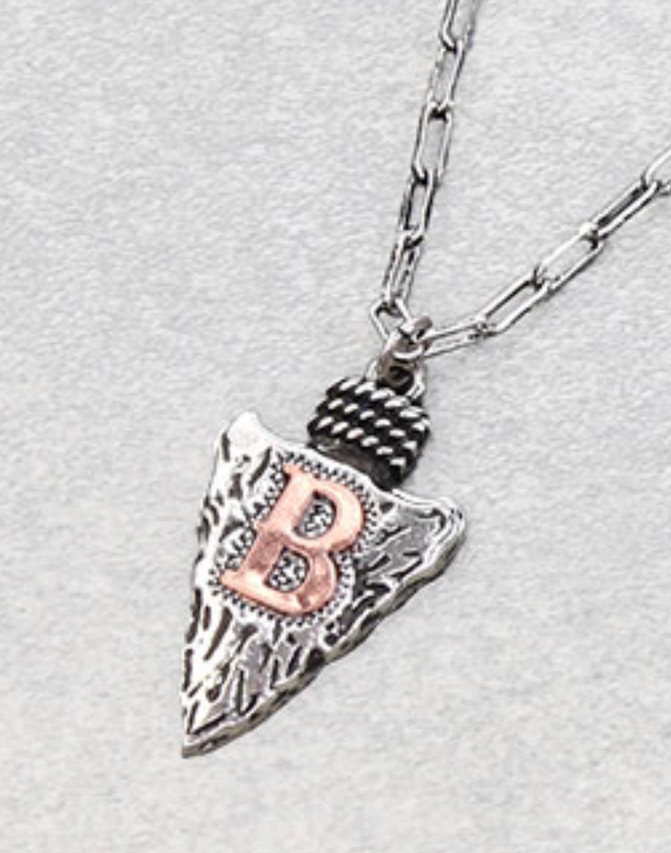 Western Arrowhead Style Initial Necklace.