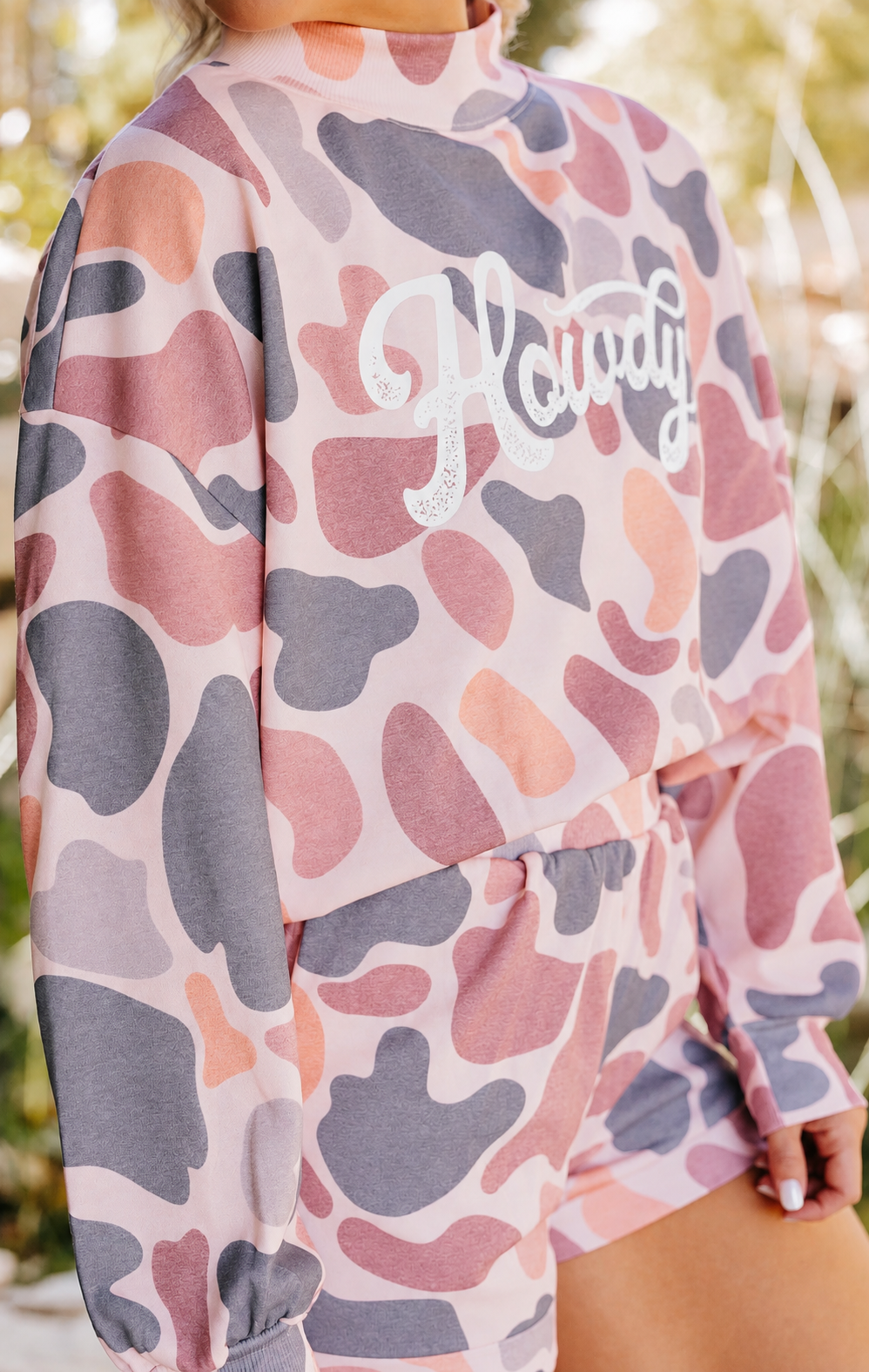 Camo Howdy Sweatshirt, and Shorts Two Piece Set
