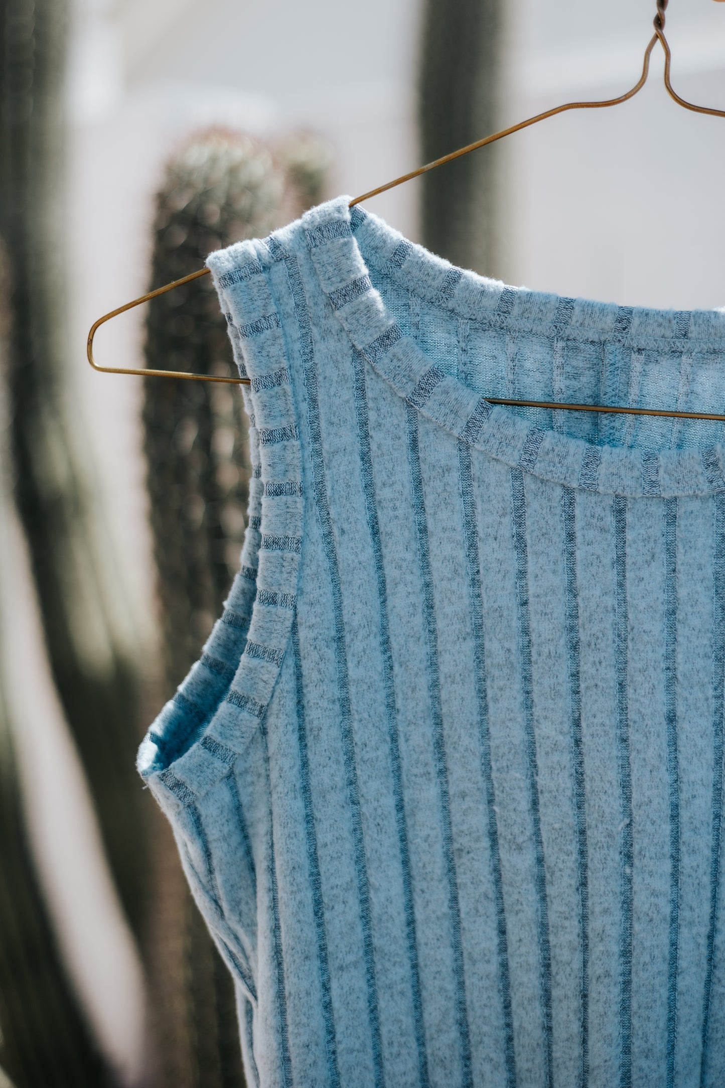 Western Solid Slim Ribbed Mineral Wash Tank Top