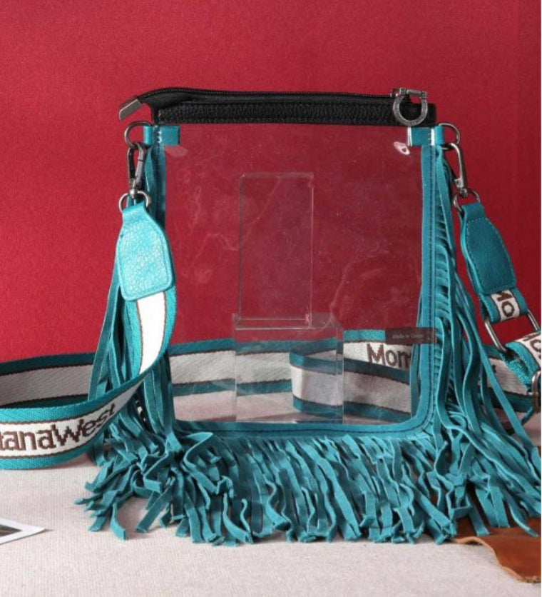 Montana West Fringe Around Clear Crossbody Bag