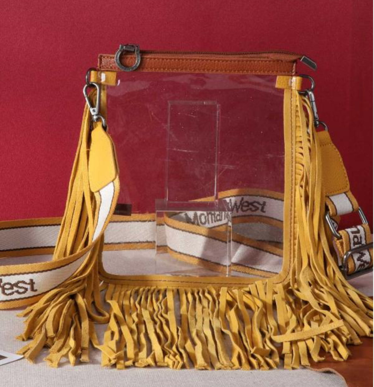 Montana West Fringe Around Clear Crossbody Bag