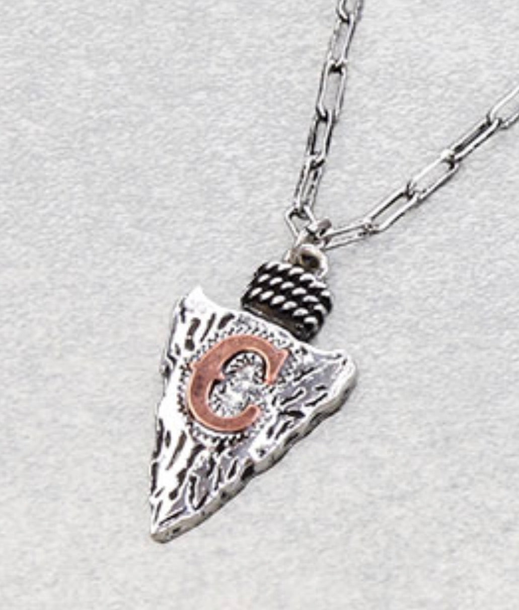 Western Arrowhead Style Initial Necklace.