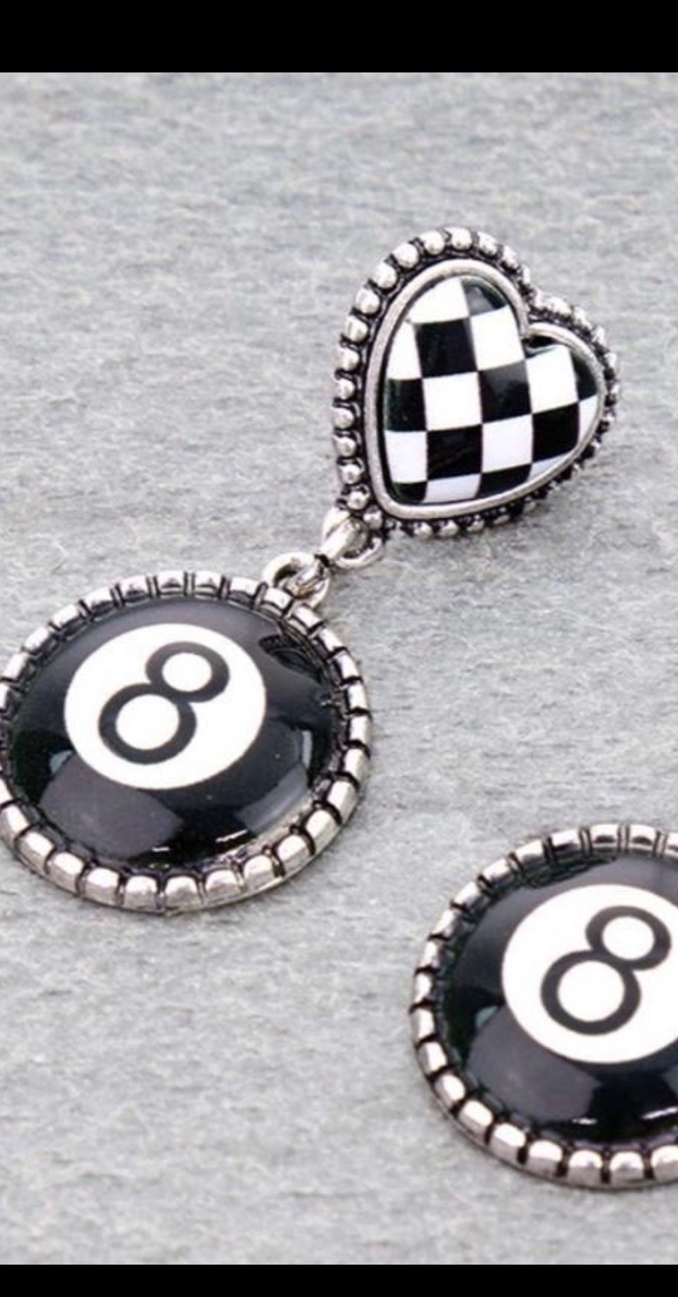8 Ball Checker Earrings
