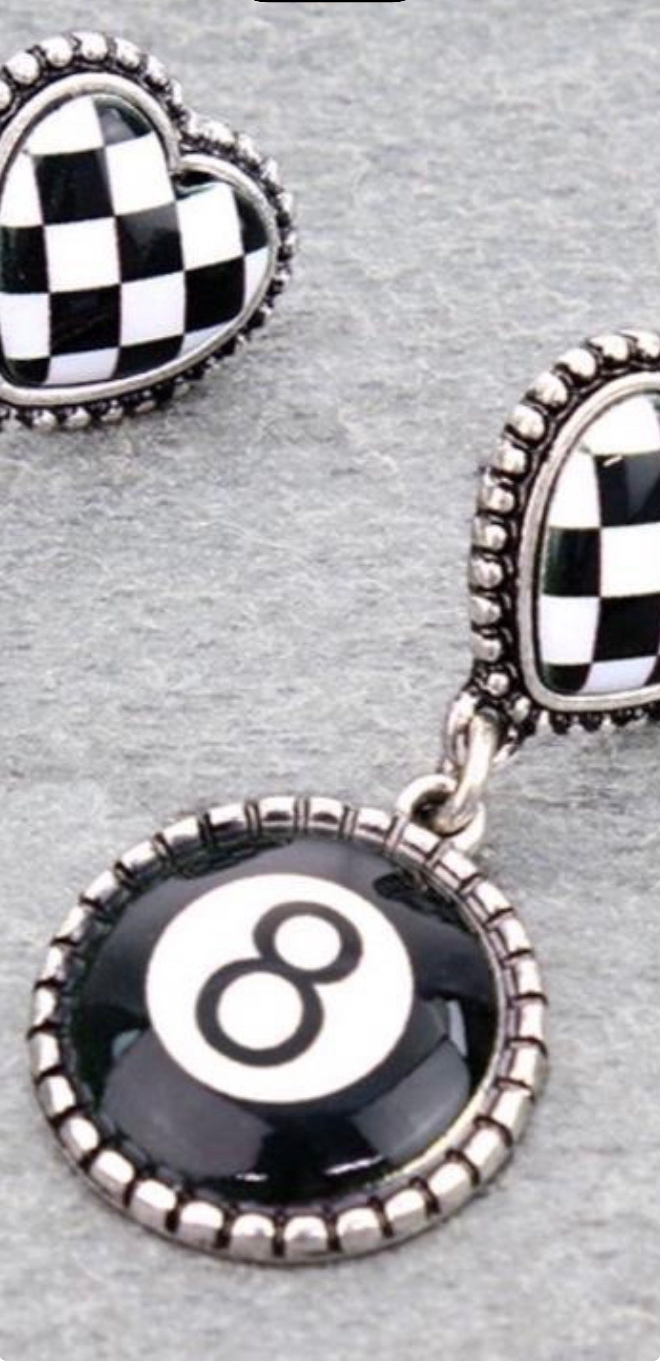 8 Ball Checker Earrings