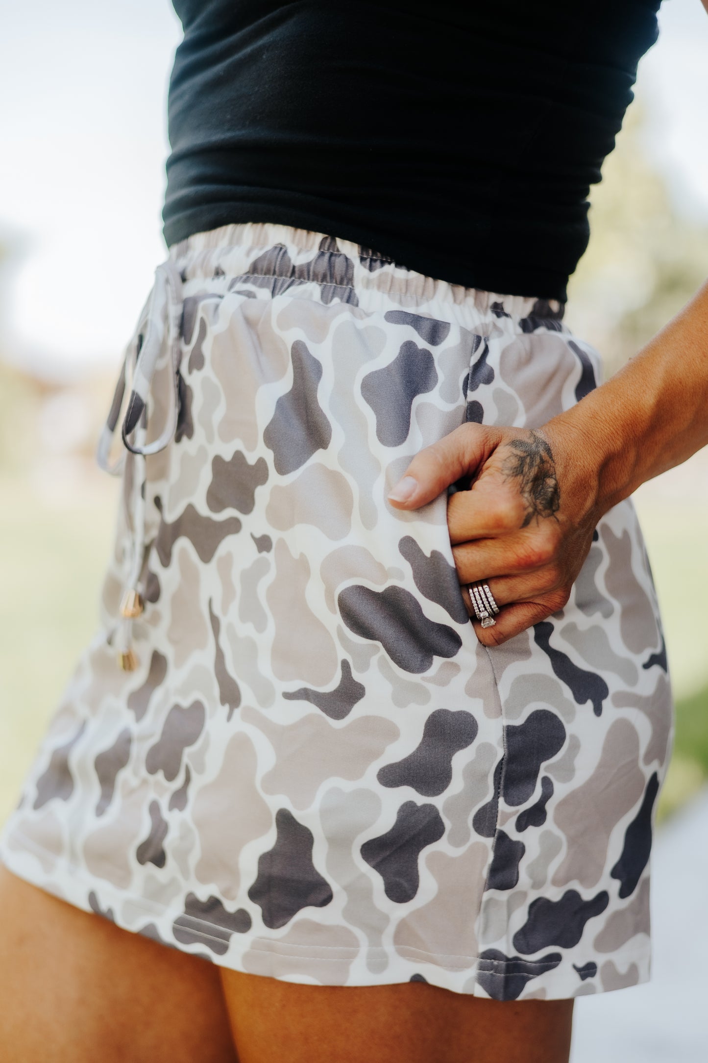 Camo Print Drawstring Active Drawstring Skort