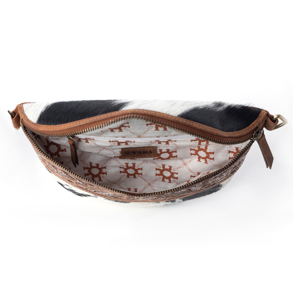 Western Cowhide Wildwood Hand tooled Bag in Walnut Crest