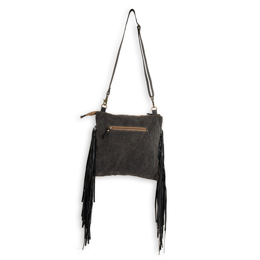 Tumbleweed Trail Fringed Hand-Tooled Cow Hide Bag