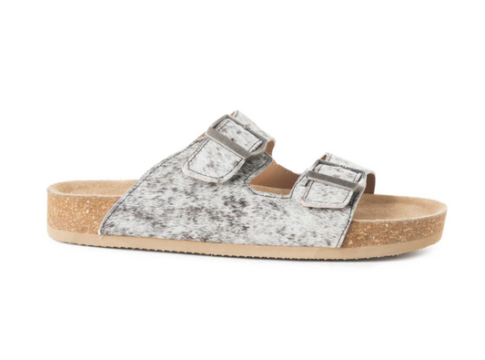 Restful Sandals Black and White Cowhide
