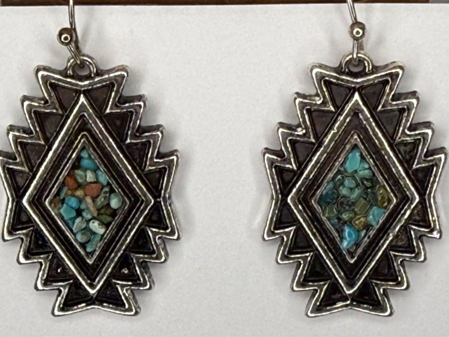 Western Aztec Chip Stone Dangle Earrings